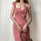 Niulatu Sheath Straps Pink Chiffon Homecoming Dress Wedding Guest Dress HZ0113