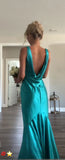 Cowl Black Teal Satin Long Formal HZ0308