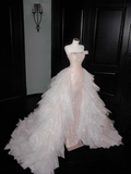 Niulatu Champagne Tulle Sequins Beaded Sheath Long Prom Dress Evening Dress HZ1007