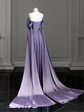 Niulatu Purple Satin Long Prom Dress Purple Evening Dress HZ1007