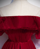 Niulatu burgundy tulle long prom dress burgundy evening dress HZ1110