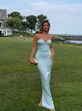 Niulatu Halter Blue Sheath Prom Dress Long Evening Dress Bridesmaid Dress HZ1007