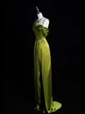 Niulatu One Shoulder Green Slit Prom Evening Dress HZ1007