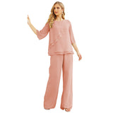 Niulatu Chiffon Mother of The Bride Dress Plus Size Pant Suits Ruffle HZ1007