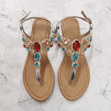 Niulatu Shiny Diamond Buckle Flat Bottom Large Size 36-42 Women Sandals Gladiator Female Summer Shoes Black Gold Footwear DJSE