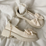 Niulatu Strap Mary Janes Shoes for Women Autumn 2025 Thick Heels Platform Loafers Woman High Heels Cute Bowtie Lolita Shoes DJSE