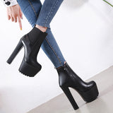 Niulatu New Arrival 16cm High Heel Women's Boot Winter Women Chelsea Ankle Boots Pipe Platform Clogs Heels Women Shoes Elegant DJSE