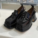 Niulatu Loafers Mary Janes Women's Shoes square toe british style women retro big toe all-match loafers platform heels DJSE