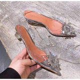 Niulatu Summer Women pumps Transparent Crystal Triangle heeled office lady Shoes High heels Party Wedding Shoes Woman Sandals DJSE