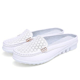 Niulatu 34-43 Leather Slippers Sandals Women Cut-out Breathable Outside Summer Slippers Shoes Woman Flats Women Sandal WSH3225 DJSE