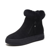 Niulatu Women's Winter Ankle Boots Female Zipper Flock Platform Snow Boot Ladies Plush Sneakers Casual Flat Warm Shoes Woman Footwear DJSE