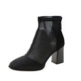 Niulatu Ankle Boot 2025 Women Boots Women's Shoes Autumn Square Heel Hollow Out Short Booties Back Zip Fashion Footwear Female DJSE