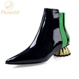 Niulatu Women's Mixed Color Ankle Boots 2025 Winter Concise Pointed Toe Genuine Leather shoes Ladies Short Boot size 43 FT1674 DJSE