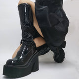 Niulatu chunky high heeled strech knee high boots women design sock long boots autumn slip on shoes big size 43 DJSE