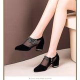 Niulatu Summer Fashion Rhinestones Gauze Sandals Thick Heels Mesh Autumn Ankle Boots Female Hollow Women's Shoes black boots DJSE