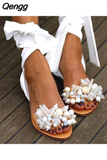 Niulatu candy color flat sandals beaded flat large size sandals 35-43 shoes sandals women fashion shoes DJSE