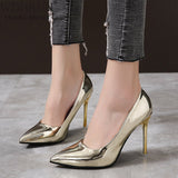 Niulatu Women Pumps Fashion Luxury Wedding Party Shoes Sexy Gold Silver Pointed Toe High Heels Women Shoes Stilettos Large Size 44 DJSE