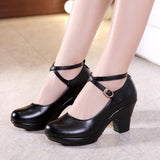Niulatu Women Pumps With High Heels For Ladies Work Shoes Dancing Platform Pumps Women Genuine Leather Shoes Mary Janes DJSE