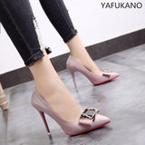 Niulatu Women Pumps Patent Leather High Heels Shoes Women Black Classic Pumps Women Bridal Shoes Female Heels Stiletto Plus Size 42 43 DJSE