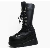 Niulatu Women Motorcycle Boots Strange Style High Heels Platform Woman Over The Knee High Boots Party Club Platform Boots Platform Shoes DJSE