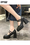 Niulatu Heels Elegant Bow Square Toe Black Fashion Women&#39;s Pumps Thick Heel Wedding Party Pearl Lace Wedding Shoes for Women DJSE