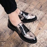 Niulatu leather shoes Casual Men Brogue Patent Leather Shoes Man lace up Oxford Dress Shoes Elevator Formal club party shoes DJSE
