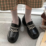 Niulatu women platform shoes Spring metal chain Autumn Retro Women Girls Daily Casual Loafers Shoes Thick Bottom Foot Round Head DJSE