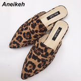 Niulatu Summer Pointed Toe Flats Mules Lady Sandals Slippers Serpentine Slip On Women Outdoor Shoes Slides Leisure Time DJSE