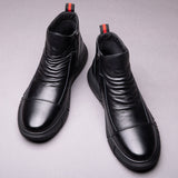 Niulatu Boots Male Shoes British Style Korean Tooling Trendy Shoes Plus Velvet Warm Cotton Shoe Ankle Man Boot DJSE