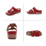 Niulatu Summer Women Wedge Sandals Premium Orthopedic Open Toe Sandals Vintage Anti-Slip Leather Casual Female Platform Retro Shoes DJSE