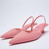 Niulatu Women's Pumps Fashion Pointed Slingback Female Stiletto Elegant Colorful Shallow Mouth Ladies Prom Shoes DJSE