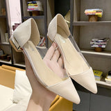 Niulatu Women Flats Heeled Slip on Shoes Woman Pointed Toe Dress Shoes Transparent Shallow Ladies Shoes Zapatos De Mujer DJSE