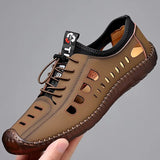 Niulatu Genuine Leather Men Sandals Fashion Roman Sandals Handmade Men Casual Shoes Platform Outdoor Men's Beach Sandals DJSE