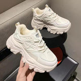 Niulatu Fashion Platform Sport Shoes for Women 2025 Summer Black Casual Chunky Sneakers Women Mesh Leather Platform Shoes DJSE