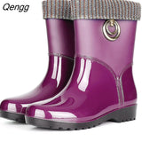 Niulatu Women Short Tube Rain Shoes Adult Water Boots Anti-skid Water Shoes Jelly Rubber Shoes Rain Boots rtg5 DJSE