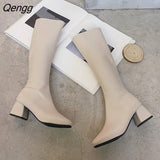 Niulatu Long Boots Woman Knee High Booties Ladies Shoes Platform Thick Heel PU Leather Soft Zipper Woman Fashion Winter 2025 DJSE