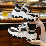 Niulatu Women Shoes 2025 Fashion Plue Size White Platform Sneakers Lace-up Casual Sport Shoes Woman Vulcanize Shoes Zapatillas Mujer DJSE
