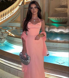 Niulatu Halter Sleeveless Pink Long Prom Dress Party Evening Dress HZ1007