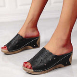 Niulatu Women Shoes Sandals Fish Mouth Wedges Sandals Open Toes Hollow Out Women's Shoes Slip On Women Shoe Female Footwear DJSE