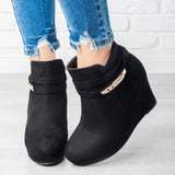 Niulatu Women's High Boots Wedges Heels Woman 2025 Ankle Boots Female Fashion Zip Ladies Short Shoes Footwear Winter Pumps Plus Size 43 DJSE