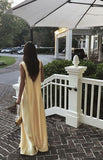 Niulatu A Line V Neckline Yellow Floor Length Evening Dress Prom Dresses SD2428