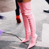 Niulatu Over The Knee Boots For Women Winter Fashion Suede High Heels Pointed Toe Elastic Long Boots Lady Dress Party Shoes DJSE