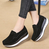 Niulatu Women Flat Platform Loafers Ladies Elegant Suede Leather Moccasins Shoes Woman Slip On Moccasin Women's Blue Casual Shoes DJSE