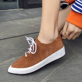 Niulatu Kid Suede Thick Bottom Lace Up Loafers Spring Casual Shoes Pointed Toe British Style Platform Women Vulcanized Shoes DJSE