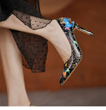 Niulatu Colors High Heeled Lady Pumps Shallow Pointed Toe Woman Shoes Party Shoes Slip-on PU Leather Women Wedding Shoes DJSE