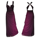 Niulatu Grape Purple Chiffon Backless Evening Dress Long Party Prom Gown HZ1007