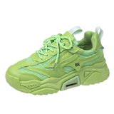 Niulatu Spring Autumn Platform Sneakers Women Casual Lace Up Thick Bottom Walking Shoes Woman Non Slip Yellow Sneakers Mujer DJSE