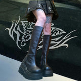 Niulatu 2025 Band Goth Platform Wedges Punk Chunky Mid Calf Boots Women Thick Heel Autumn Trendy Cosplay Casual Shoes Women DJSE