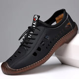 Niulatu Genuine Leather Men Sandals Fashion Roman Sandals Handmade Men Casual Shoes Platform Outdoor Men's Beach Sandals DJSE