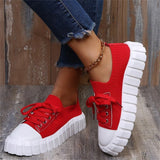 Niulatu Women's Stylish Sneakers 2025 Spring New Stretch Fabric Ladies Lace Up Casual Shoes 36-43 Large-Sized Female Comfy Flats DJSE
